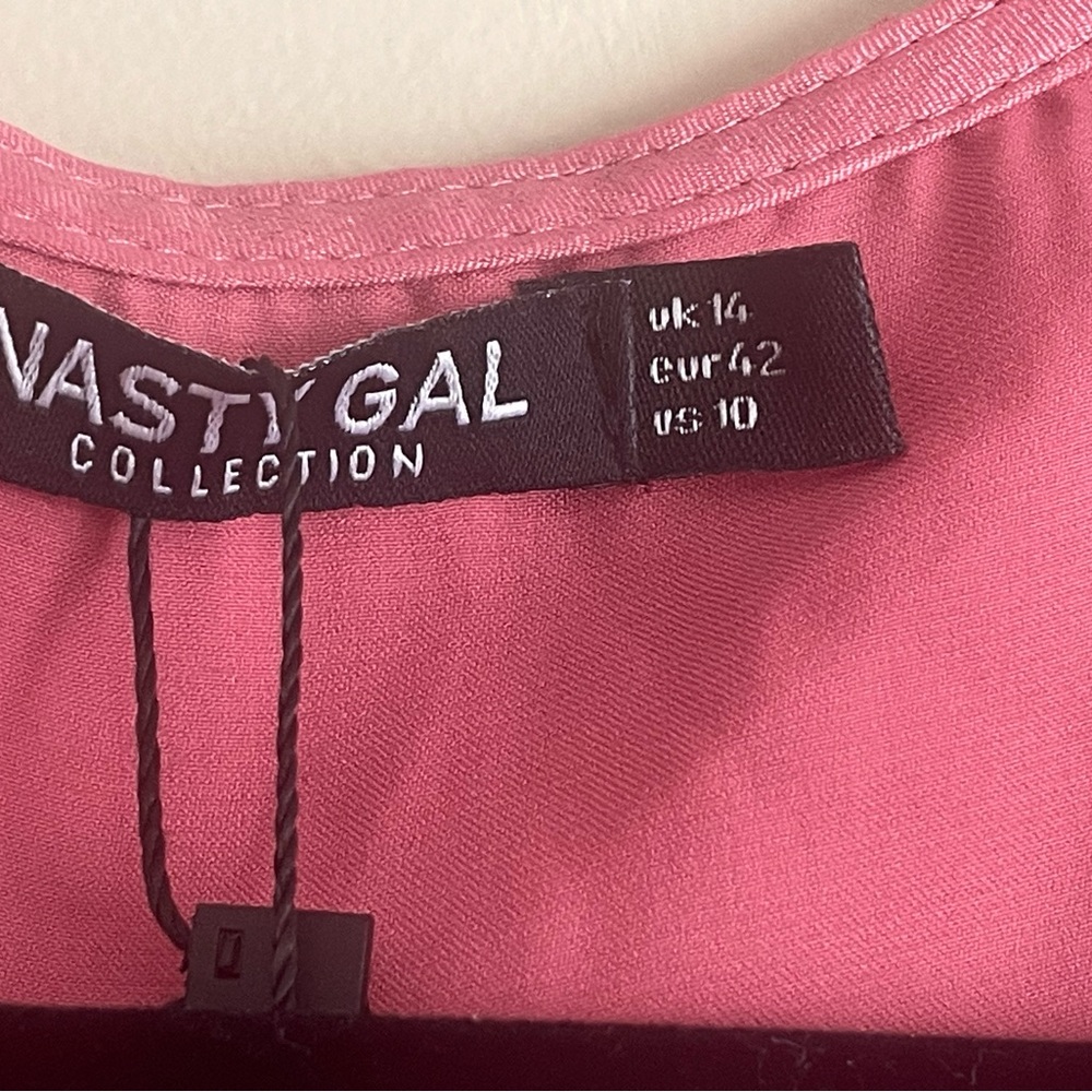 NWT Nasty Gal Pink Satin Wrap Dress - Picture 5 of 7